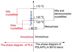 The formation and transition behaviors of the mesophase in poly(D-lactide)/poly(L-lactide) blends with low molecular weights 