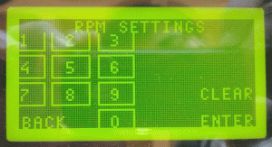 RPM settings screen