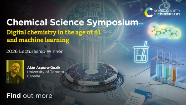 A banner with the chem sci symposium details