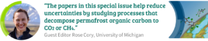 "The papers in this special issue help reduce uncertainties by studying processes that decompose permafrost organic carbon to CO2 or CH4" - Guest Editor Rose Cory, University of Michigan