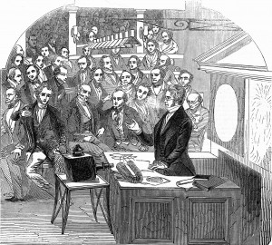 Image of Michael Faraday giving a lecture