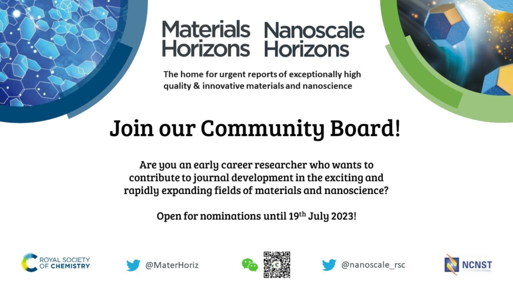 Join our Materials Horizons and Nanoscale Horizons Community Board