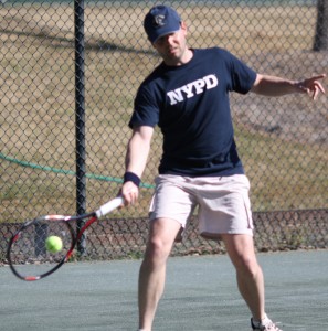 Prof. Peter Schreiner playing tennis