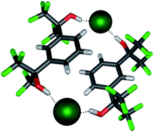 The anion complexation properties of a fluorinated alcohol that is isosteric with a simple isophthalamide revealed that the alcohol can complex weakly basic anions with stability constants greater than those of the isophthalamide.