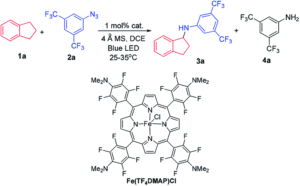 Fe-porphyrin catalysed C-H amination of indane scheme